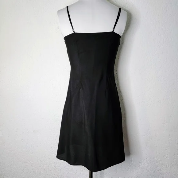 Rachel by Rachel Roy Black Silky Slip Dress w Adjustable Spaghetti Straps Sz S - Picture 4 of 9